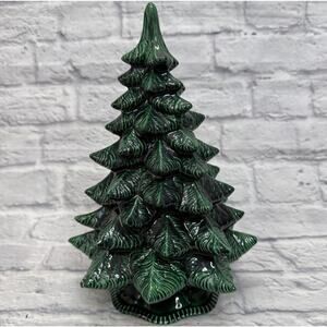 Vintage Scioto Ceramic Christmas Tree With Base Molded 12 Inch Green
